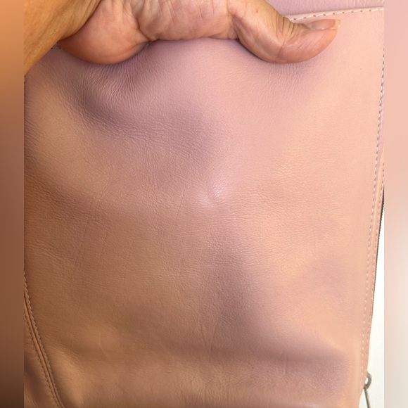 Latico Leather Laptop Bag Tote Pale Pink Brown Trim, Near New Condition - Picture 8 of 9